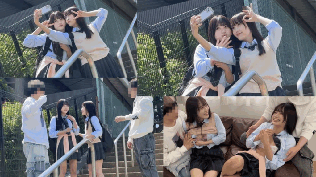 【北岡果林・天然美月 smuw047】美少女JK中出し乱交セックスがエロい